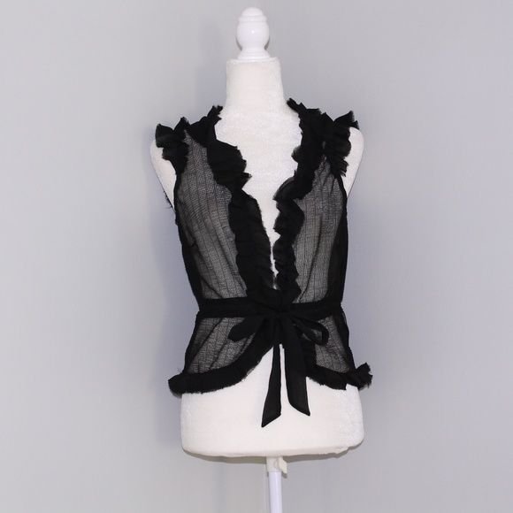 Walter Jackets & Blazers - Walter Black Sheer Chiffon Tie Waist Vest